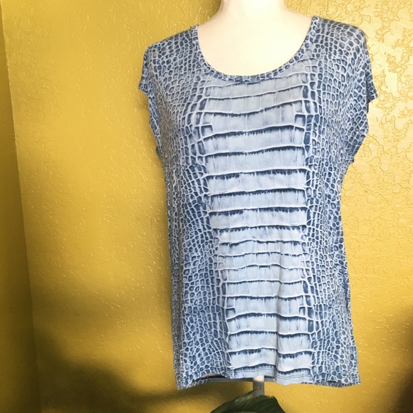 MICHAEL Michael Kors Tops - Michael Kors Snake Print Blue Blouse Size Small
